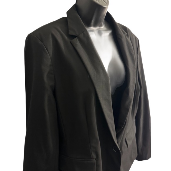 Ann Taylor 16 black one button lined blazer suit jacket - Picture 2 of 8